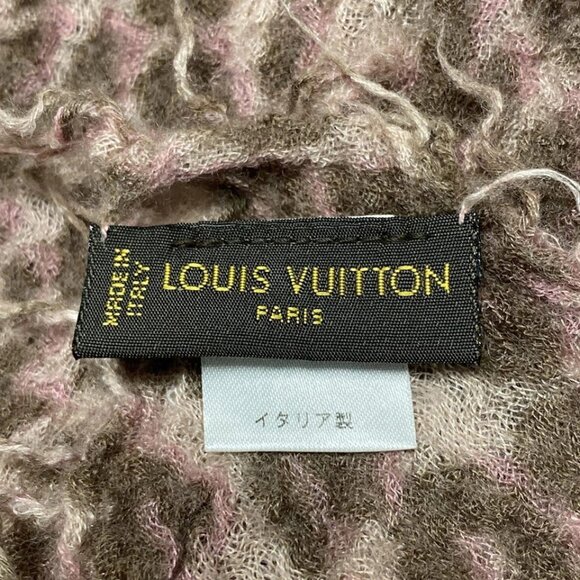 LOUIS VUITTON Etole - Pink Brown Scarf Cashmere Silk 304-080725 - Picture 6 of 6